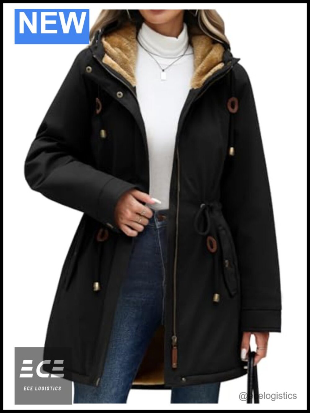 Fleece Lined Hooded Parka Jacket Waterproof Winter Coat